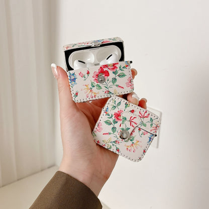White Floral PU Leather Wireless Earphone Case, For AirPods Pro 2, For AirPods 3, For AirPods Pro...