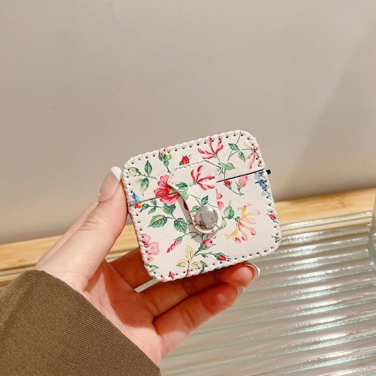 White Floral PU Leather Wireless Earphone Case, For AirPods Pro 2, For AirPods 3, For AirPods Pro...