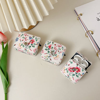 White Floral PU Leather Wireless Earphone Case, For AirPods Pro 2, For AirPods 3, For AirPods Pro...