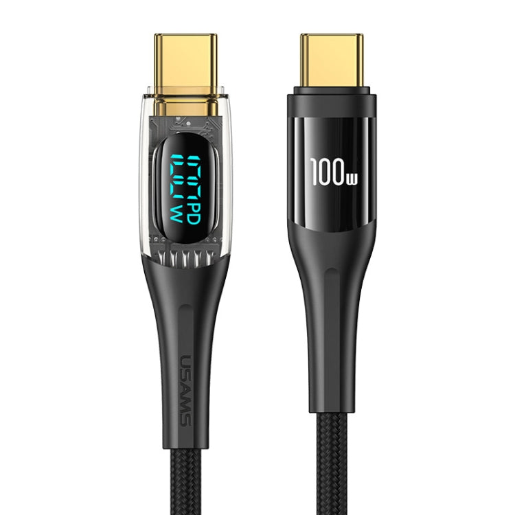USAMS Type-C to Type-C PD100W Aluminum Alloy Transparent Digital Display Fast Charge Data Cable��...