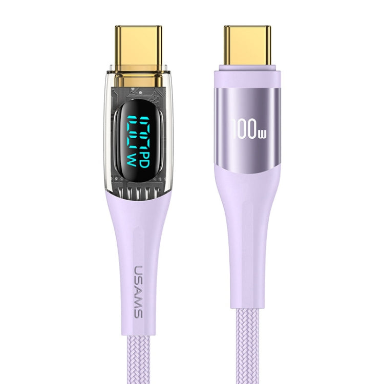 USAMS Type-C to Type-C PD100W Aluminum Alloy Transparent Digital Display Fast Charge Data Cable��...