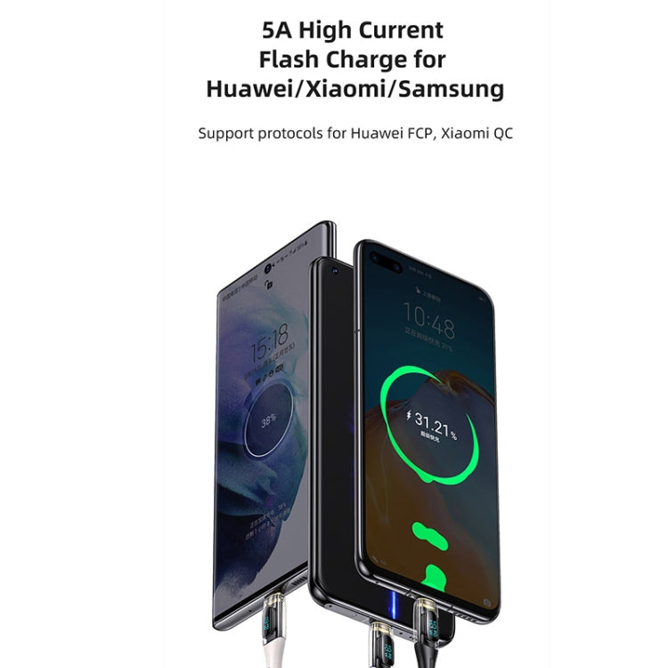 USAMS Type-C to Type-C PD100W Aluminum Alloy Transparent Digital Display Fast Charge Data Cable��...