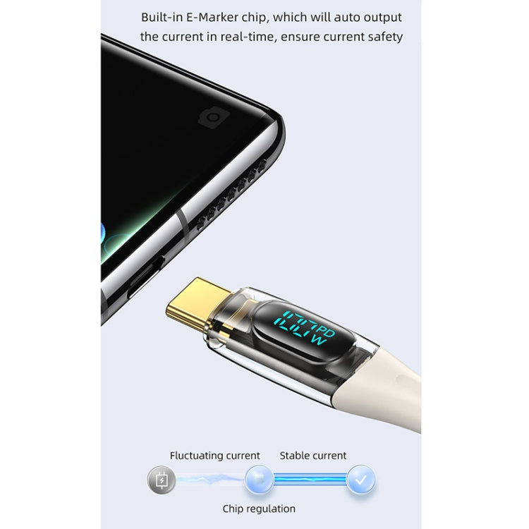 USAMS Type-C to Type-C PD100W Aluminum Alloy Transparent Digital Display Fast Charge Data Cable��...