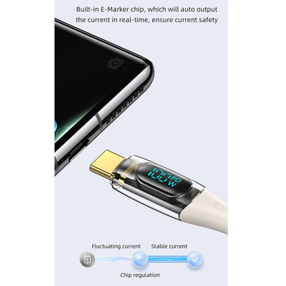 USAMS Type-C to Type-C PD100W Aluminum Alloy Transparent Digital Display Fast Charge Data Cable��...