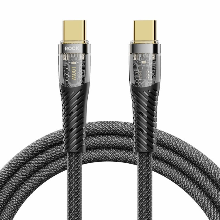 ROCK Z21 100W USB-C/Type-C to USB-C/Type-C Transparent Fast Charging Data Cable, Length: 1.2m����...