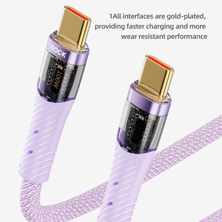 ROCK Z21 100W USB-C/Type-C to USB-C/Type-C Transparent Fast Charging Data Cable, Length: 1.2m