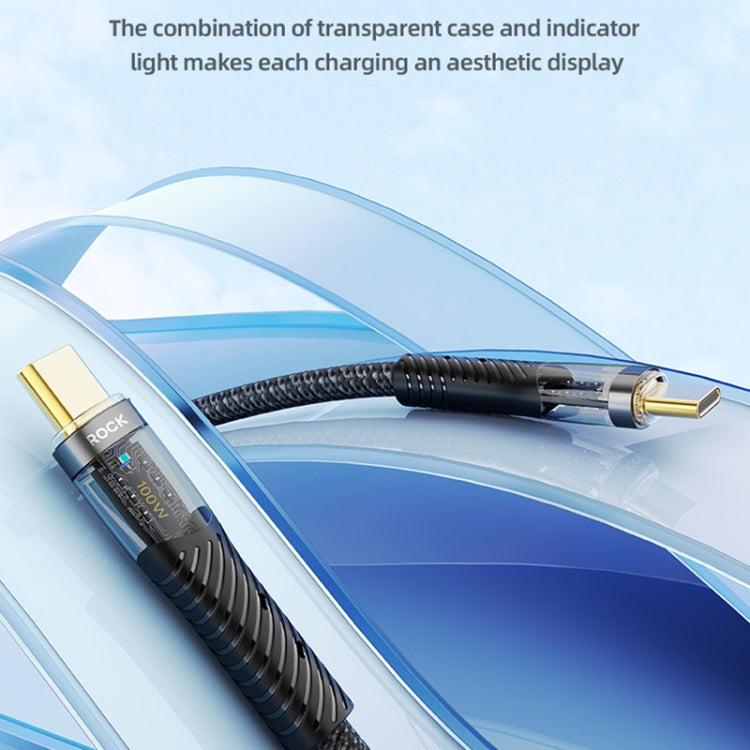 ROCK Z21 100W USB-C/Type-C to USB-C/Type-C Transparent Fast Charging Data Cable, Length: 1.2m����...