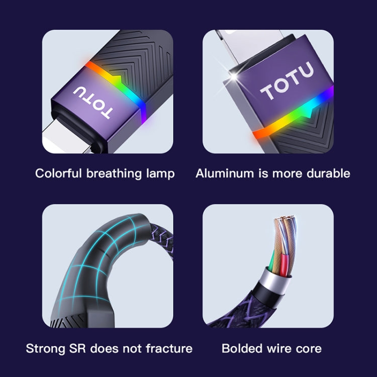 TOTU BT-020 Journey Series USB to Type-C Colorful Breathing Light Data Cable, USB to Type-C