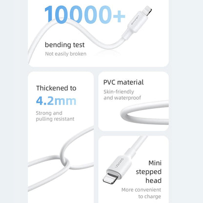 USAMS US-SJ610 U84 PD20W USB-C / Type-C to 8 Pin Charging Data Cable, PD20W 8 Pin 1m, PD20W 8 Pin...