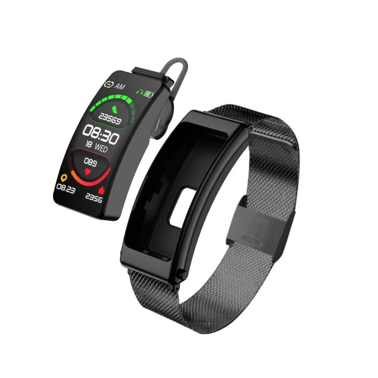 K13 1.14 inch Steel Band Earphone Detachable Smart Watch Support Bluetooth Call, Steel Band (Blac...