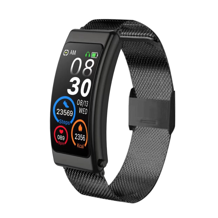 K13 1.14 inch Steel Band Earphone Detachable Smart Watch Support Bluetooth Call, Steel Band (Blac...