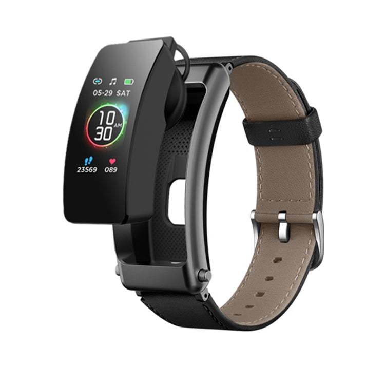 K50+ 0.96 inch Leather Band Earphone Detachable Life Waterproof Smart Watch Support Bluetooth Cal...