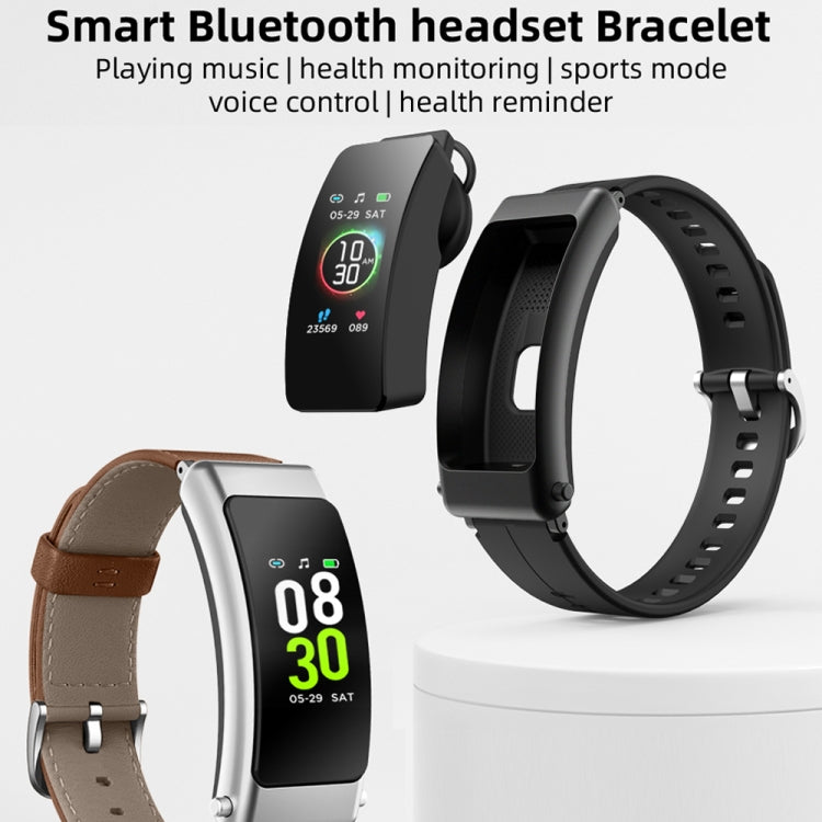 K50+ 0.96 inch Leather Band Earphone Detachable Life Waterproof Smart Watch Support Bluetooth Cal...