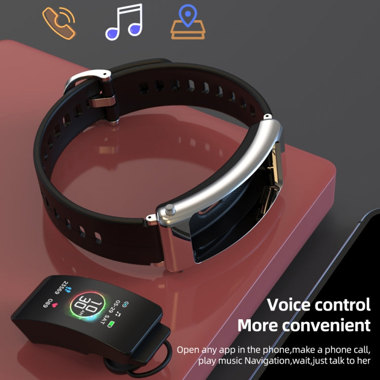 K50+ 0.96 inch Leather Band Earphone Detachable Life Waterproof Smart Watch Support Bluetooth Cal...