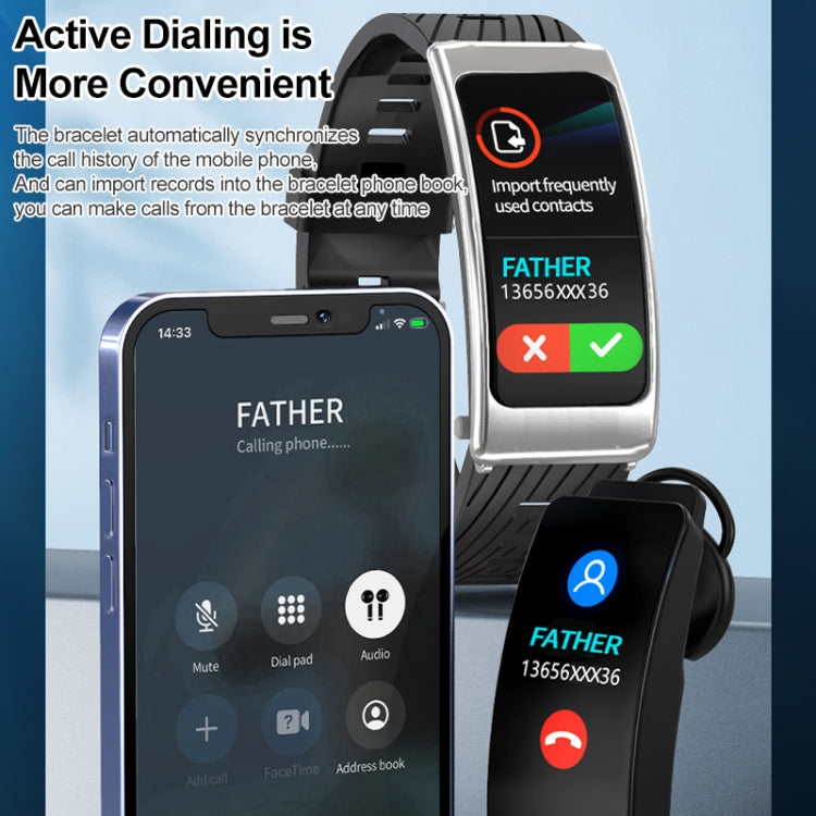 K20 1.14 inch Silicone Band Earphone Detachable Life Waterproof Smart Watch Support Bluetooth Cal...