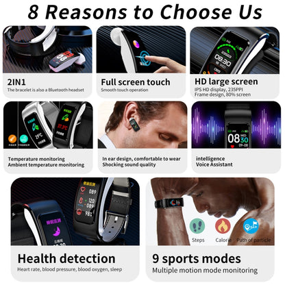 K60 1.08 inch Steel Band Earphone Detachable Life Waterproof Smart Watch Support Bluetooth Call��...