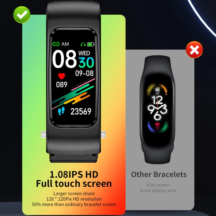 K60 1.08 inch Steel Band Earphone Detachable Life Waterproof Smart Watch Support Bluetooth Call��...