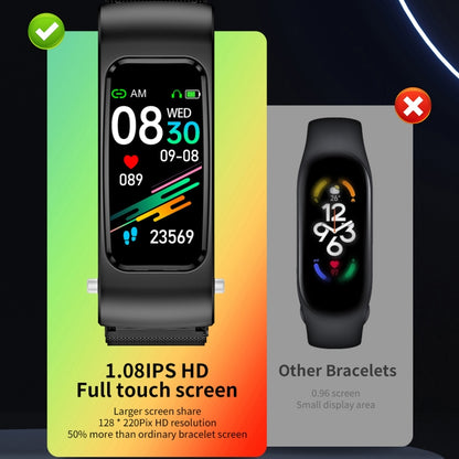 K60 1.08 inch Steel Band Earphone Detachable Life Waterproof Smart Watch Support Bluetooth Call��...