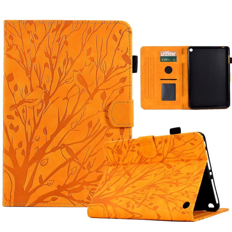 Fortune Tree Pressure Flower PU Tablet Case with Wake-up / Sleep Function