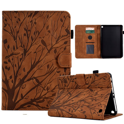 Fortune Tree Pressure Flower PU Tablet Case with Wake-up / Sleep Function