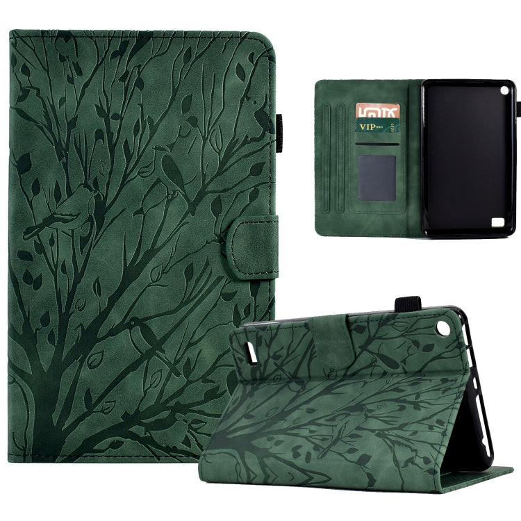 Fortune Tree Pressure Flower PU Tablet Case with Wake-up / Sleep Function