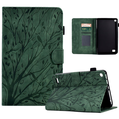 Fortune Tree Pressure Flower PU Tablet Case with Wake-up / Sleep Function