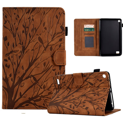 Fortune Tree Pressure Flower PU Tablet Case with Wake-up / Sleep Function