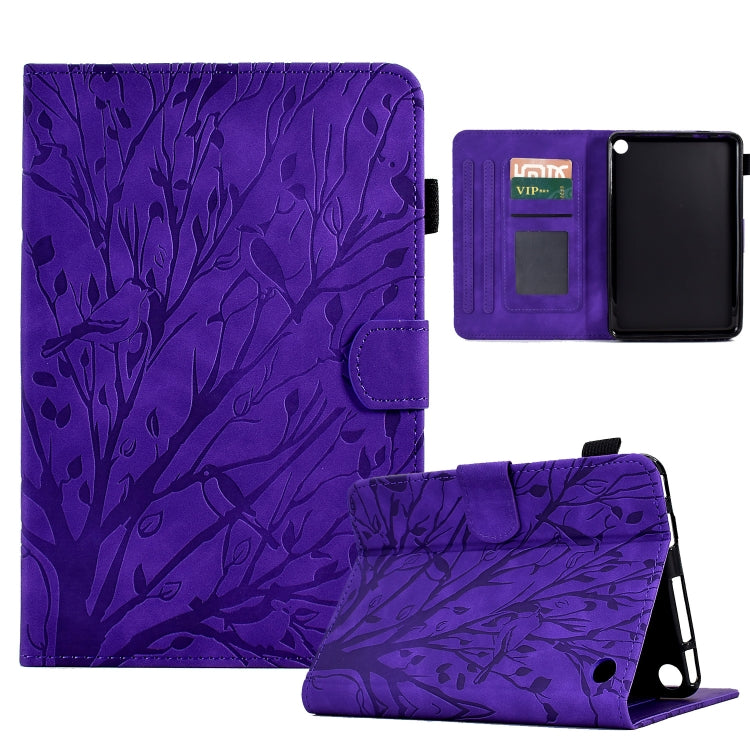 Fortune Tree Pressure Flower PU Tablet Case with Wake-up / Sleep Function