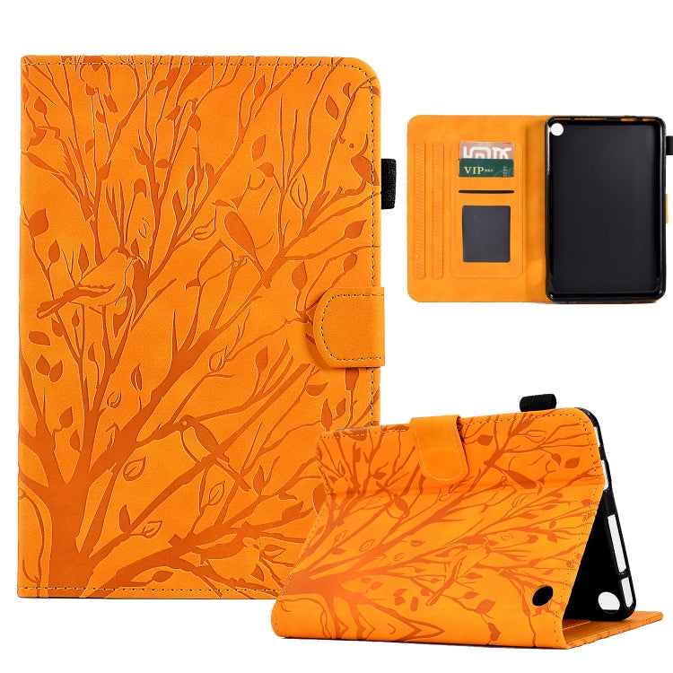 Fortune Tree Pressure Flower PU Tablet Case with Wake-up / Sleep Function