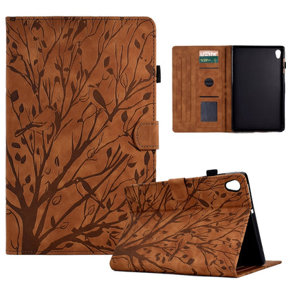 Fortune Tree Pressure Flower PU Tablet Case with Wake-up / Sleep Function