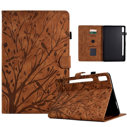Fortune Tree Pressure Flower PU Tablet Case with Wake-up / Sleep Function