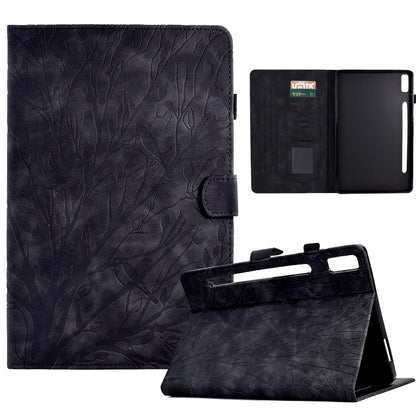 Fortune Tree Pressure Flower PU Tablet Case with Wake-up / Sleep Function