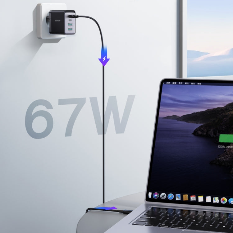 JOYROOM TCG02 Gallium Nitride 67W Dual USB+Dual USB-C/Type-C Multi-Port Charger Set, EU Plug�����...