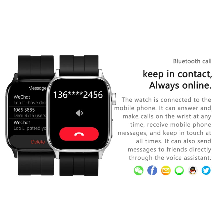 GT22 1.85 inch TFT Screen Silicone Band Health Smart Watch, Support Bluetooth Call / Plateau Bloo...