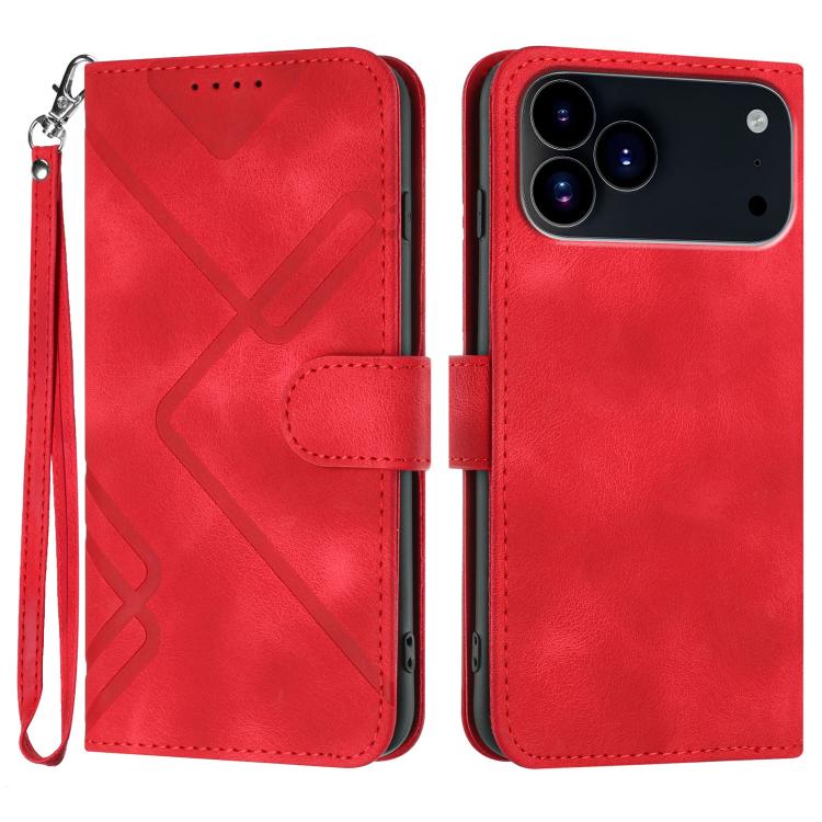 Line Pattern Skin Feel Leather Phone Case, For iPhone 17 Pro Max, For iPhone 17 Pro, For iPhone 1...