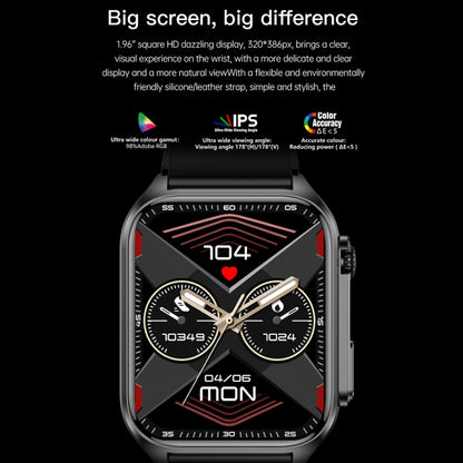 TK12 1.96 inch IP67 Waterproof Silicone Band Smart Watch Supports ECG / Remote Families Care / Bl...