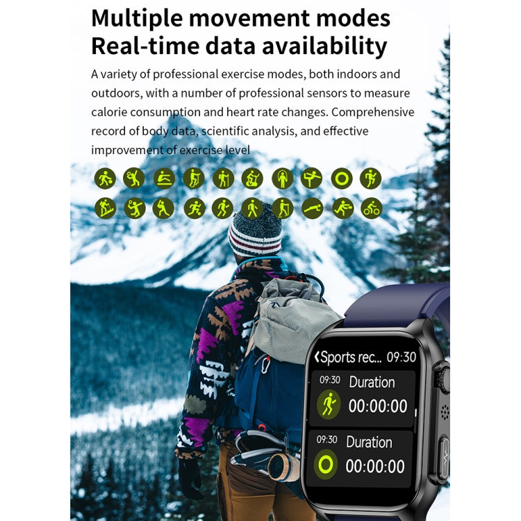 TK12 1.96 inch IP67 Waterproof Silicone Band Smart Watch Supports ECG / Remote Families Care / Bl...