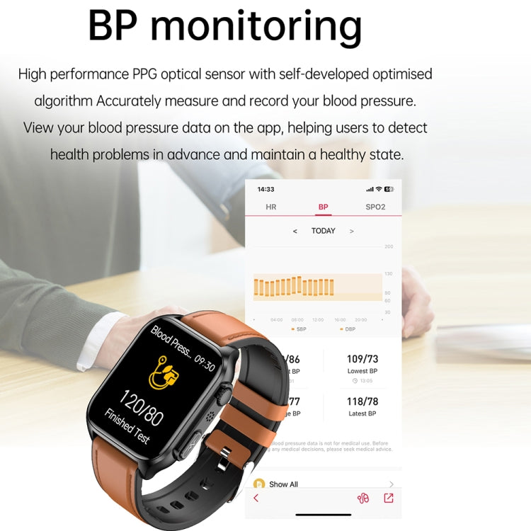 TK12 1.96 inch IP67 Waterproof Silicone Band Smart Watch Supports ECG / Remote Families Care / Bl...