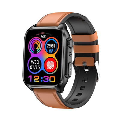 TK12 1.96 inch IP67 Waterproof Leather Band Smart Watch Supports ECG / Remote Families Care / Blu...