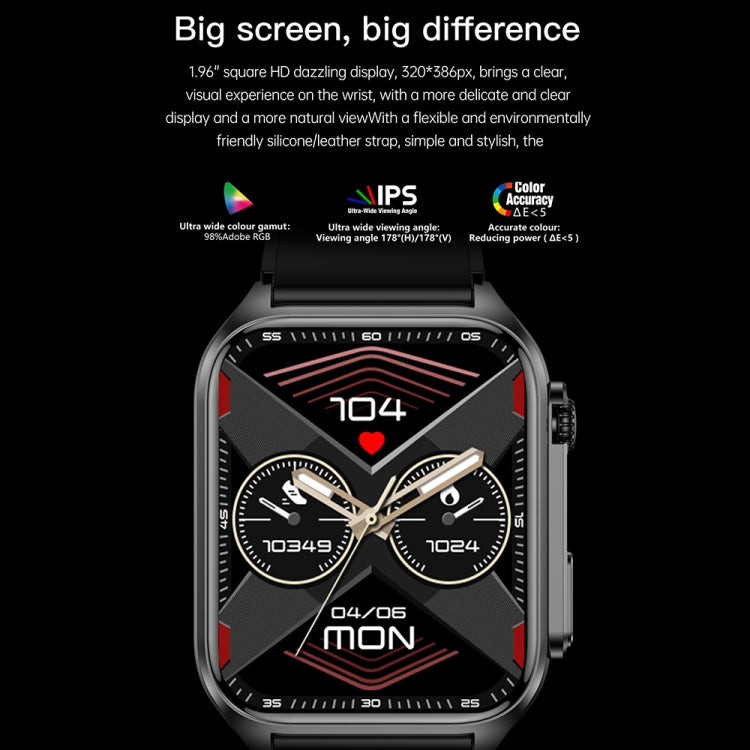 TK12 1.96 inch IP67 Waterproof Leather Band Smart Watch Supports ECG / Remote Families Care / Blu...
