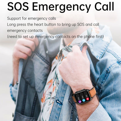 TK12 1.96 inch IP67 Waterproof Leather Band Smart Watch Supports ECG / Remote Families Care / Blu...