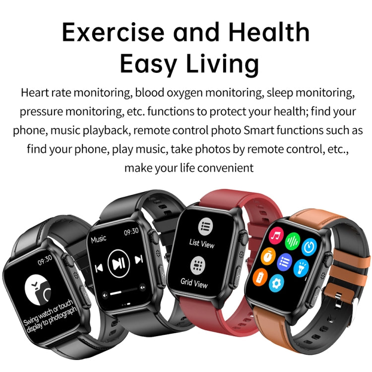 TK12 1.96 inch IP67 Waterproof Leather Band Smart Watch Supports ECG / Remote Families Care / Blu...