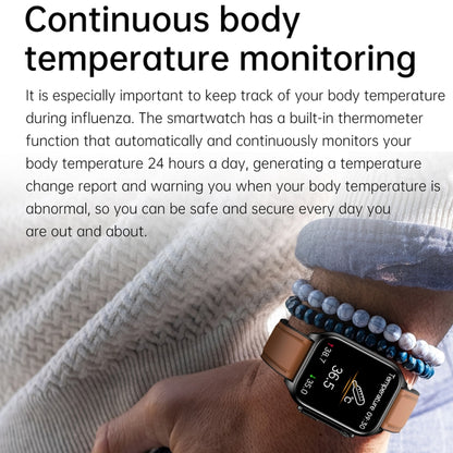 TK12 1.96 inch IP67 Waterproof Leather Band Smart Watch Supports ECG / Remote Families Care / Blu...