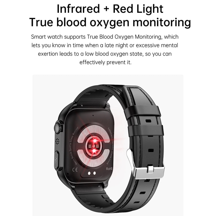 TK12 1.96 inch IP67 Waterproof Leather Band Smart Watch Supports ECG / Remote Families Care / Blu...