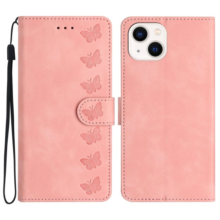 Seven Butterflies Embossed Leather Phone Case
