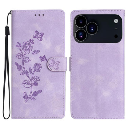 Flower Butterfly Embossing Pattern Leather Phone Case