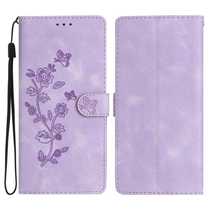 Flower Butterfly Embossing Pattern Leather Phone Case