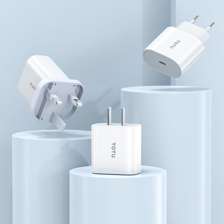 TOTU PD 20W Type-C Port Charger with Type-C to 8 Pin Data Cable Set, EU Plug, UK Plug, CN Plug