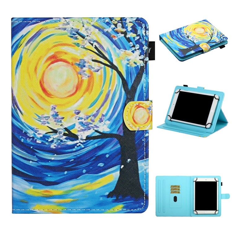 Colored Drawing Pattern Horizontal Flip Leather Case with Holder & Card Slots