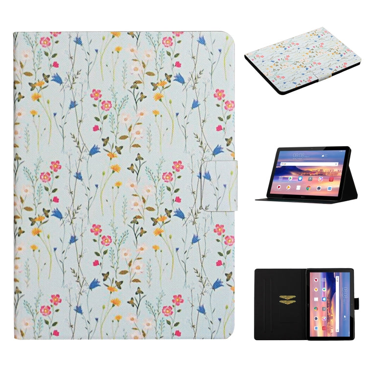 Flower Pattern Horizontal Flip Leather Case with Card Slots & Holder
